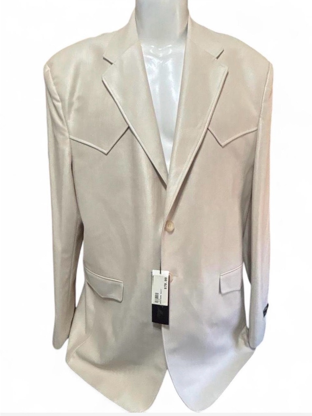 NWT Vintage Cream Cowboy Blazer Sport Coat Western yoke rodeo 2XL
